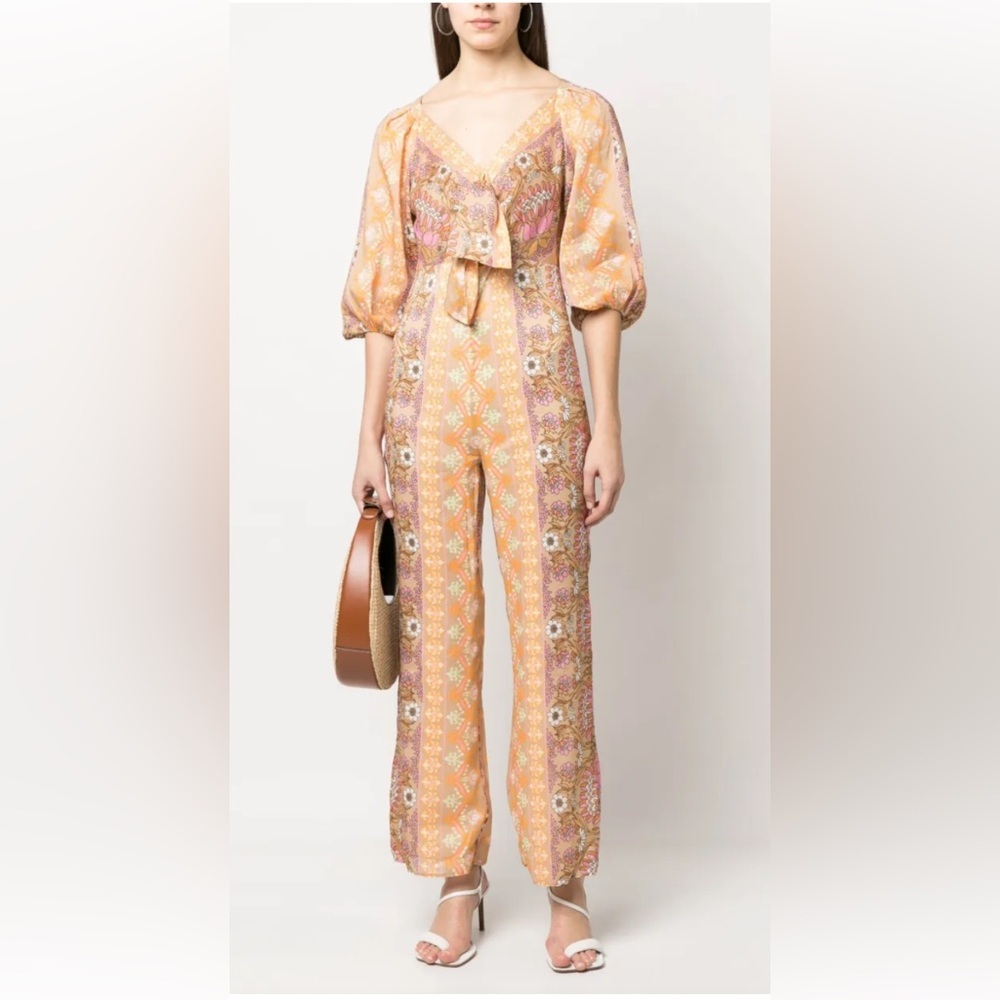 New! Sandro SZ 38/2 women’s naturels Dieppr floral print linen blend jumpsuit. - Picture 2 of 15
